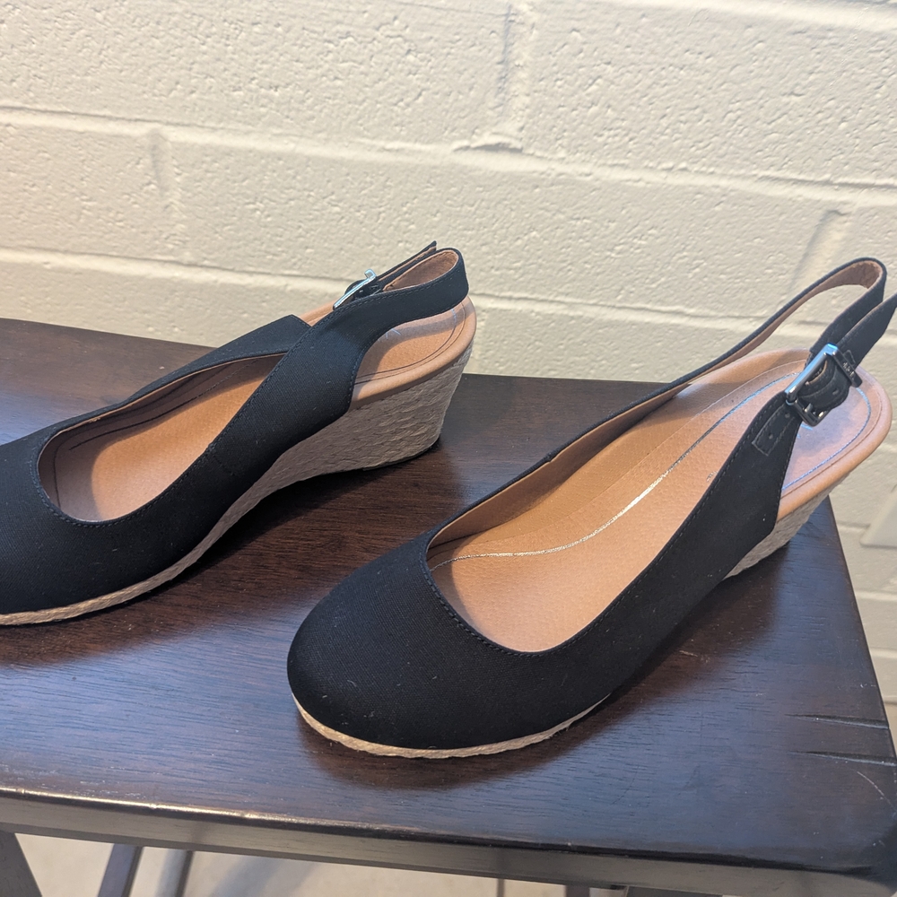 Vionic Black Slingback Wedge Shoes